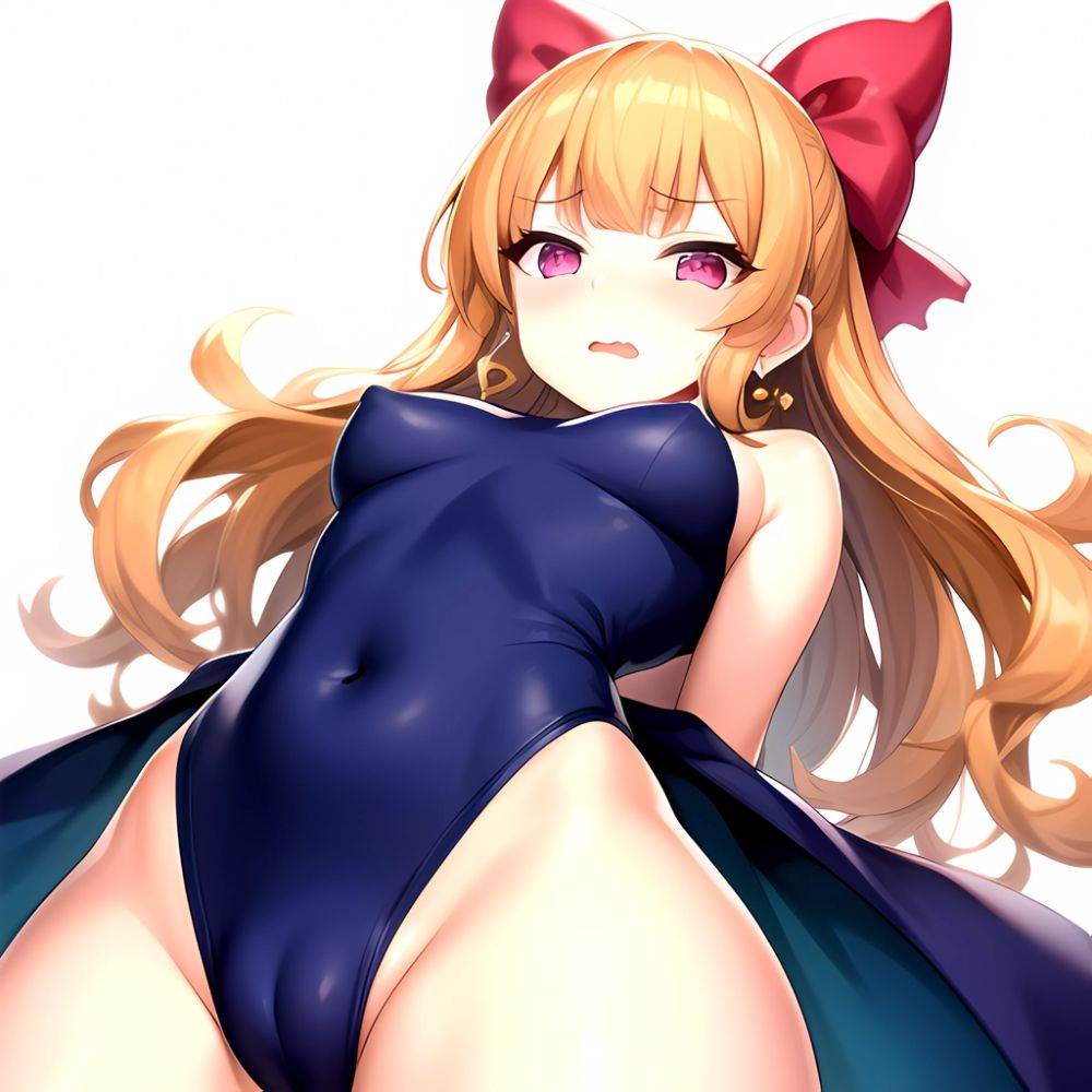 1girl Akazutsumi Momoko Blunt Bangs Bow Covered Navel Earrings Female Focus From Below Hair Bow Hyper Blossom Kndhentai Leotard, 2996349868 - AIHentai - #main