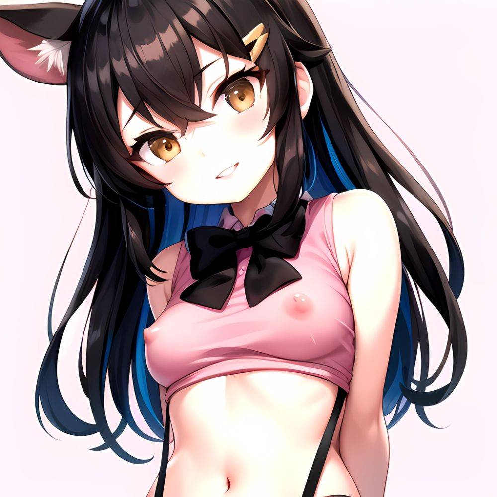1girl Aardvark Kemono Friends Animal Ears Bare Shoulders Black Bow Black Bowtie Black Hair Bow Bowtie Breasts Brown Eyes Cropped, 4293089657 - AIHentai - #main