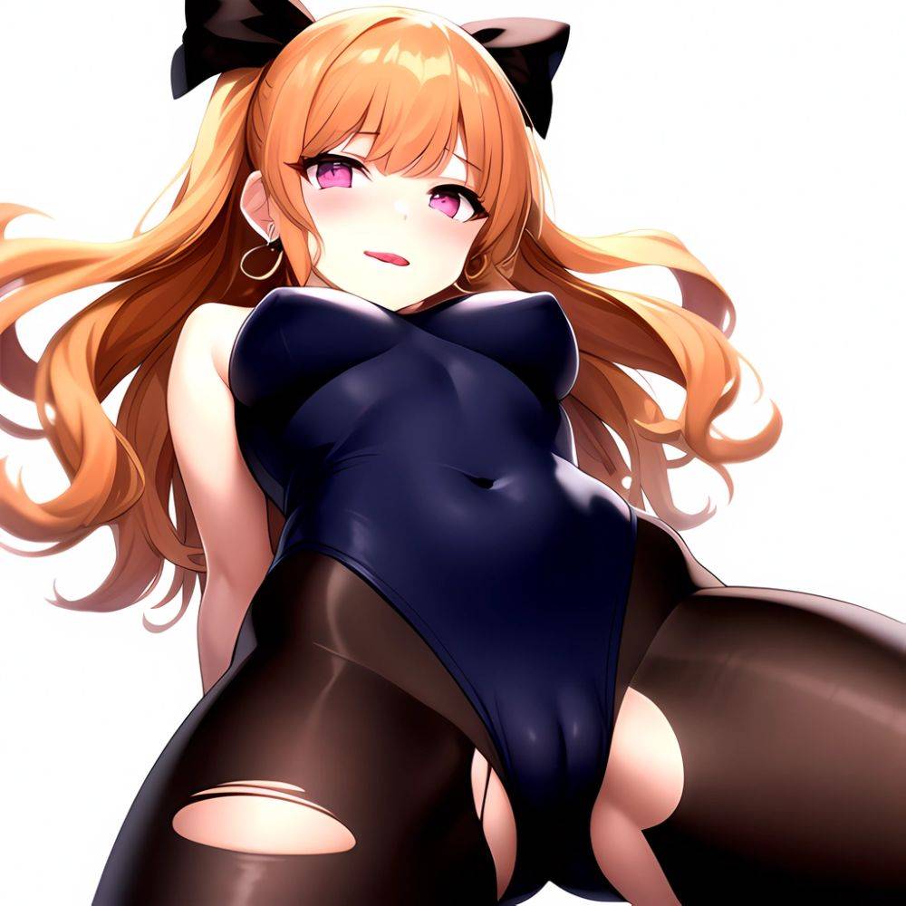 1girl Akazutsumi Momoko Blunt Bangs Bow Covered Navel Earrings Female Focus From Below Hair Bow Hyper Blossom Kndhentai Leotard, 2507412739 - AIHentai - #main