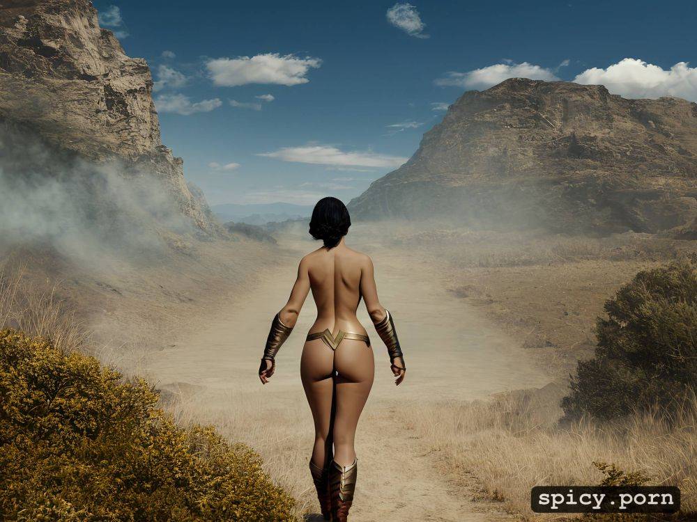 in bright sunlight, view from behind, photo realism, realistic skin - #main