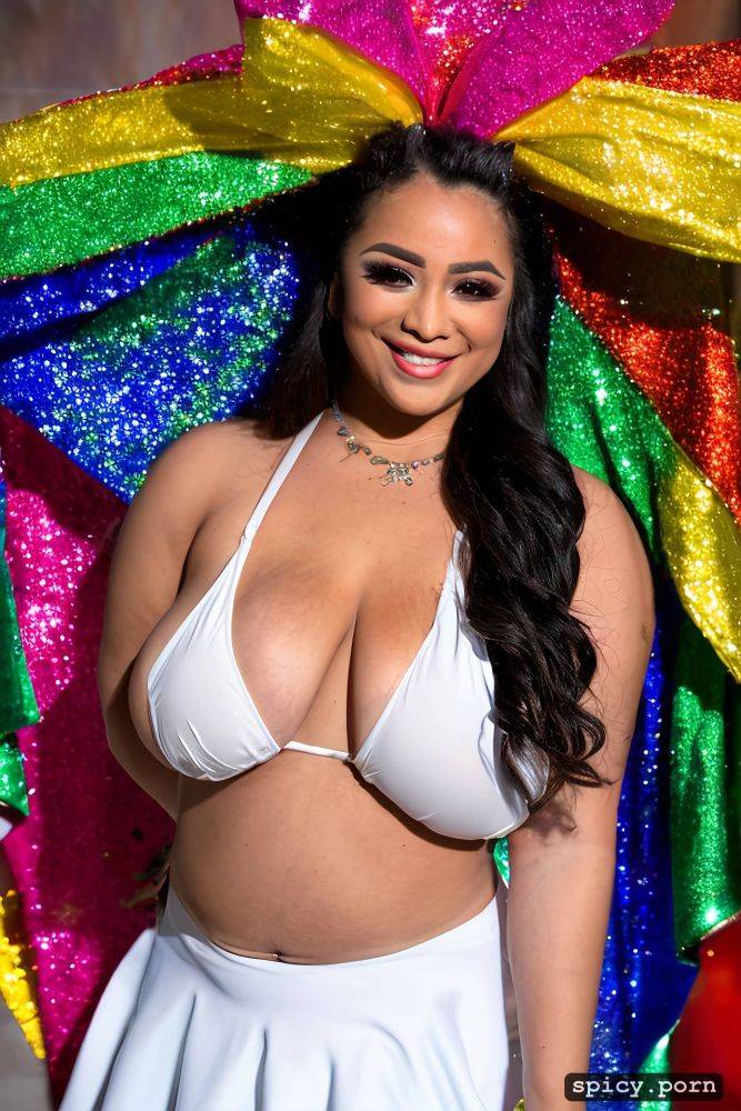 huge natural boobs, 28 yo beautiful performing white mardi gras street dancer - #main