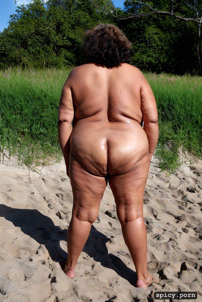 small breasts, an old fat hispanic naked woman with obese belly - #main