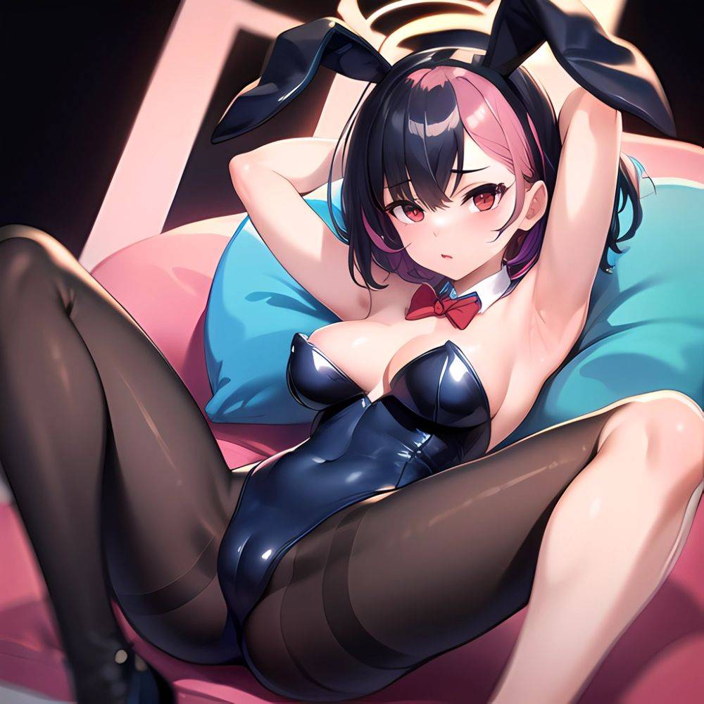 1girl Solo Animal Ears Armpits Black Hair Black Pantyhose Blue Archive Bow Bowtie Cat Ears Colored Inner Hair Coma Light825, 3994899905 - AIHentai - #main