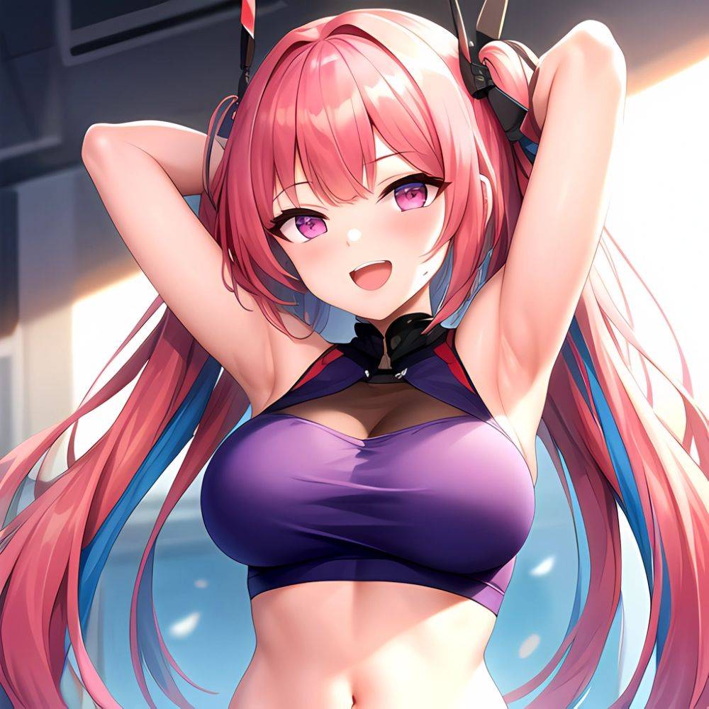 1girl D Absurdres Armpits Arms Behind Head Azur Lane Blush Breasts Bremerton Azur Lane Crop Top Highres Large Breasts Looking, 4242802675 - AIHentai - #main