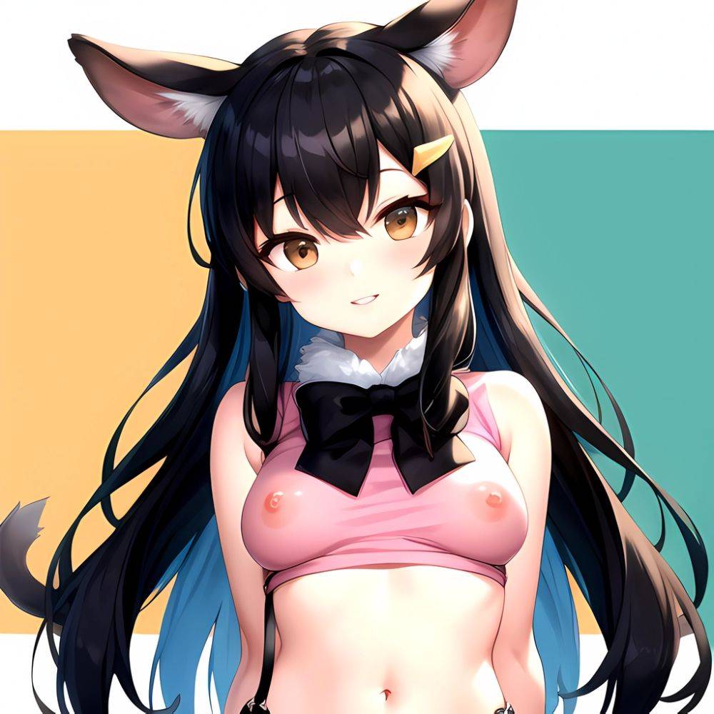 1girl Aardvark Kemono Friends Animal Ears Bare Shoulders Black Bow Black Bowtie Black Hair Bow Bowtie Breasts Brown Eyes Cropped, 2993428635 - AIHentai - #main