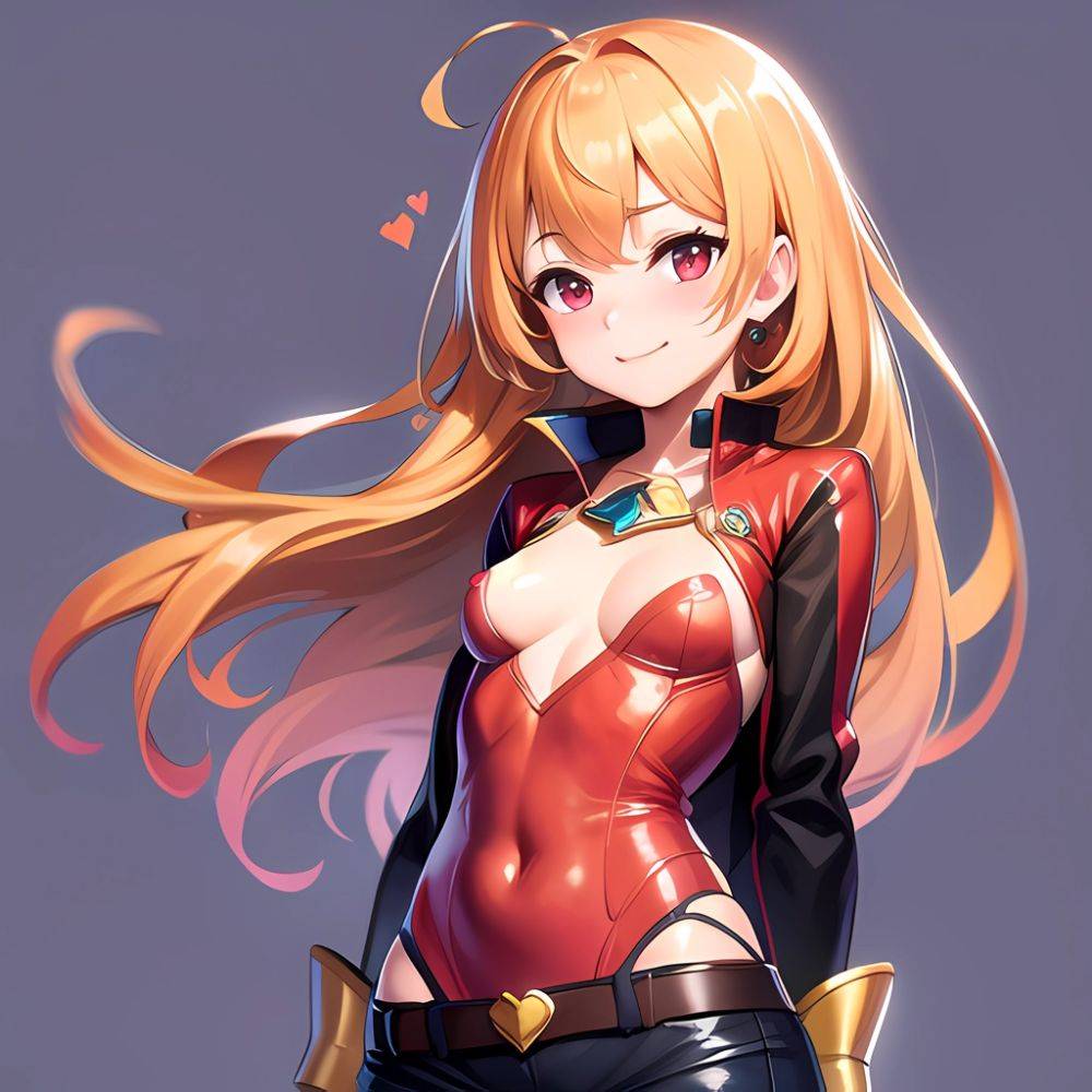 1girl Mature Belt Blush Breasts Cameltoe Gem Heart Highres Hyper Blossom Jacket Jewelry Leotard Long Hair Magical Girl Orange Ha, 910515765 - AIHentai - #main