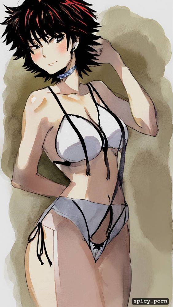 cute face, white lingerie, full body, wide hips, mikoto urabe - #main