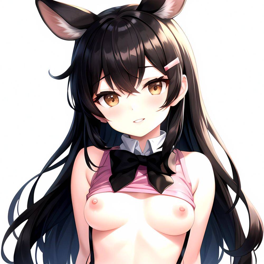 1girl Aardvark Kemono Friends Animal Ears Bare Shoulders Black Bow Black Bowtie Black Hair Bow Bowtie Breasts Brown Eyes Cropped, 4046185732 - AIHentai - #main