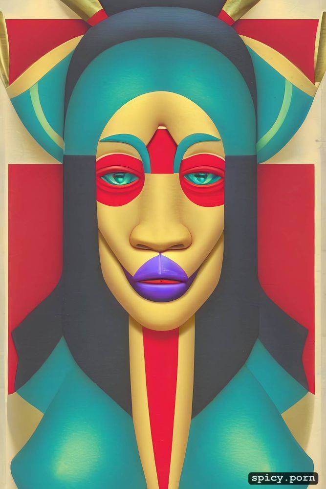 mandrill face woman, portrait, ukiyo e, natural tits, japanese woodblock print - #main