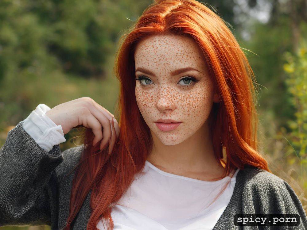 forest, freckles, 18 years old red hair teen swallow cum, lake - #main