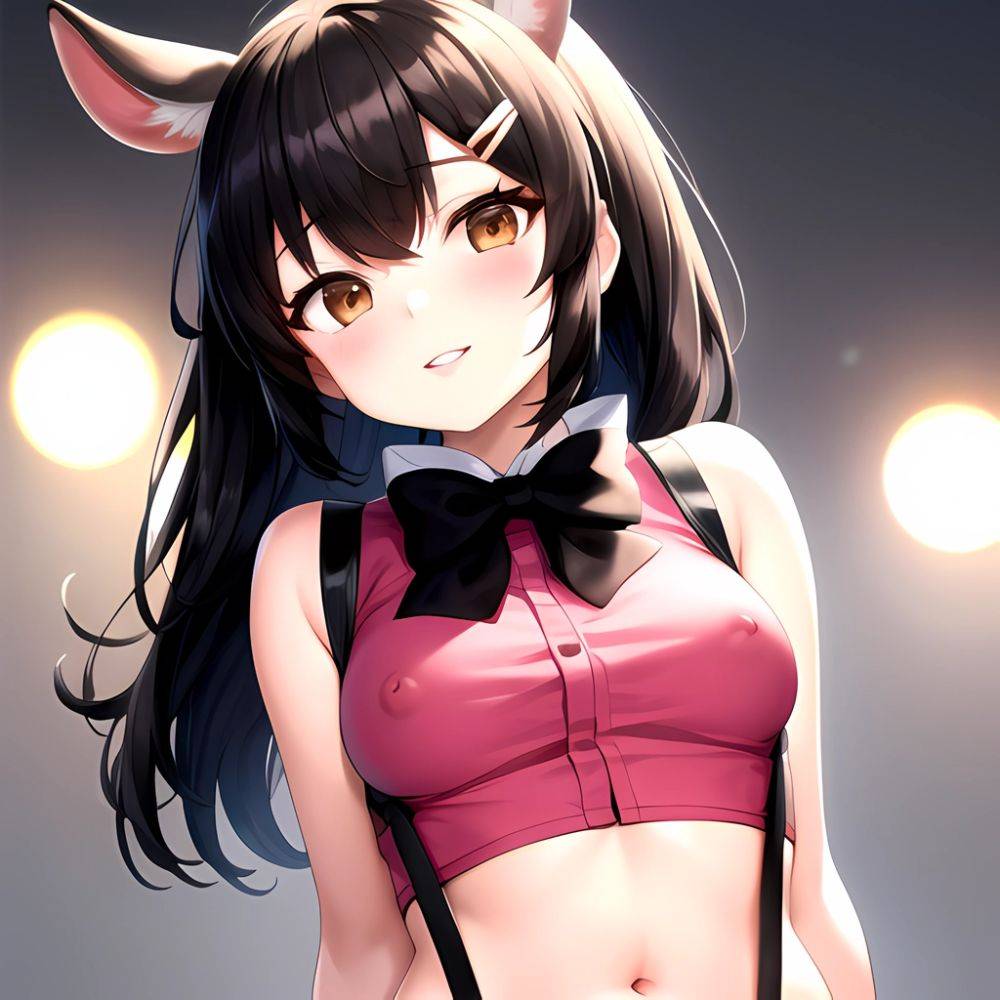 1girl Aardvark Kemono Friends Animal Ears Bare Shoulders Black Bow Black Bowtie Black Hair Bow Bowtie Breasts Brown Eyes Cropped, 1730336711 - AIHentai - #main