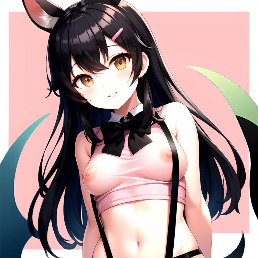 1girl Aardvark Kemono Friends Animal Ears Bare Shoulders Black Bow Black Bowtie Black Hair Bow Bowtie Breasts Brown Eyes Cropped, 550472825 - AIHentai - #main