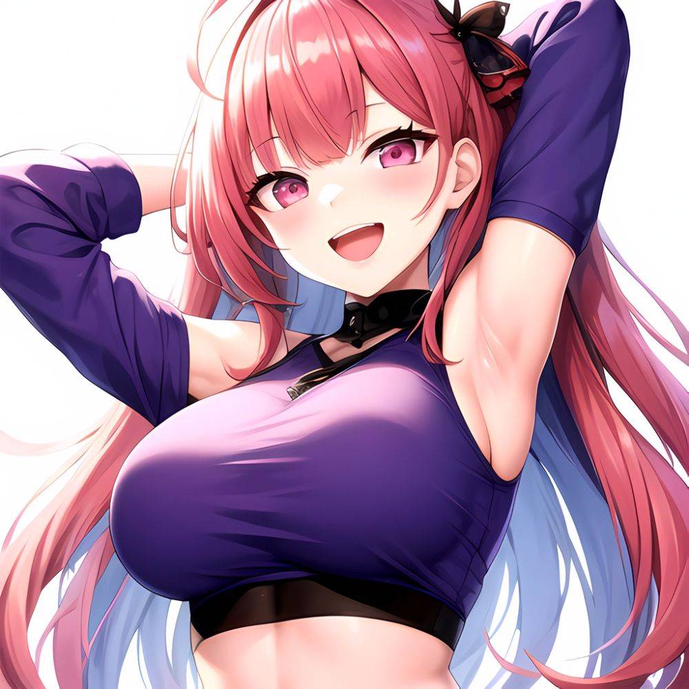 1girl D Absurdres Armpits Arms Behind Head Azur Lane Blush Breasts Bremerton Azur Lane Crop Top Highres Large Breasts Looking, 1635976473 - AIHentai - #main