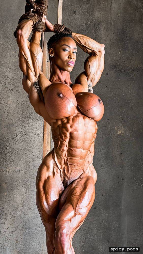 woman, stroke, twins, masterpiece, slave, ultra detailed, massive nude muscle woman full body shot - #main