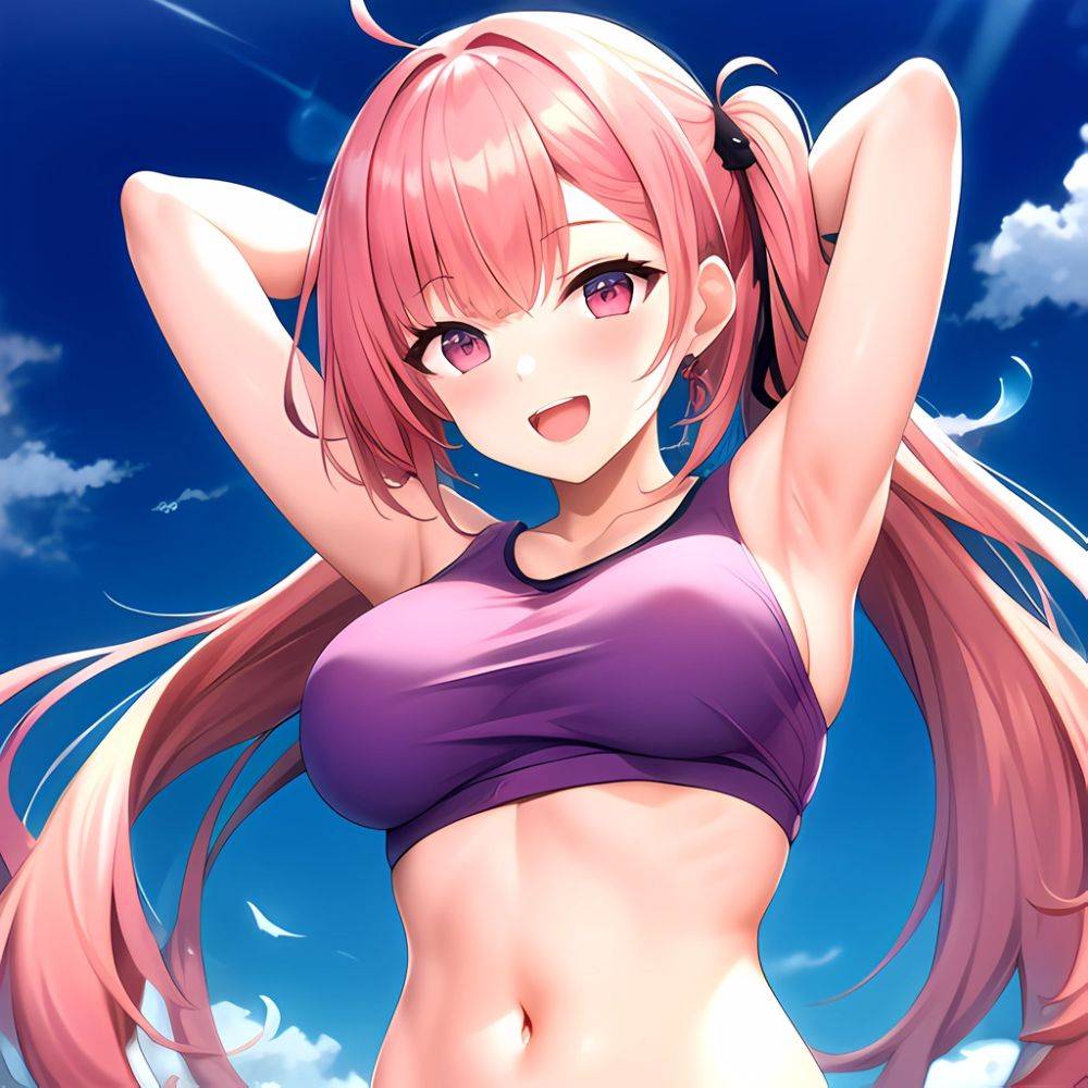 1girl D Absurdres Armpits Arms Behind Head Azur Lane Blush Breasts Bremerton Azur Lane Crop Top Highres Large Breasts Looking, 3084019871 - AIHentai - #main