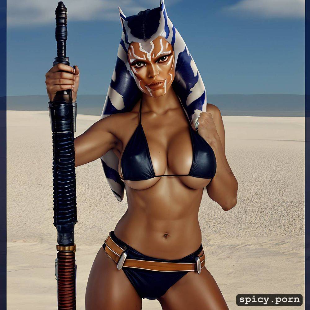 rosario dawson as ahsoka tano from star wars posed with a prop - #main