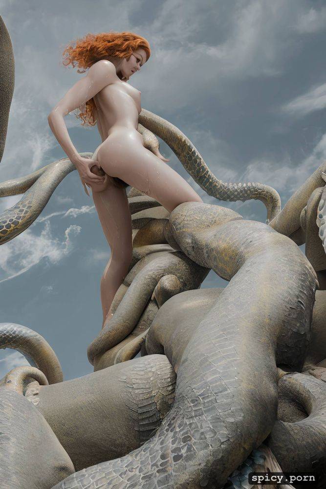 extremely detailed hairy skin, goth, tentacles out of open pussy - #main