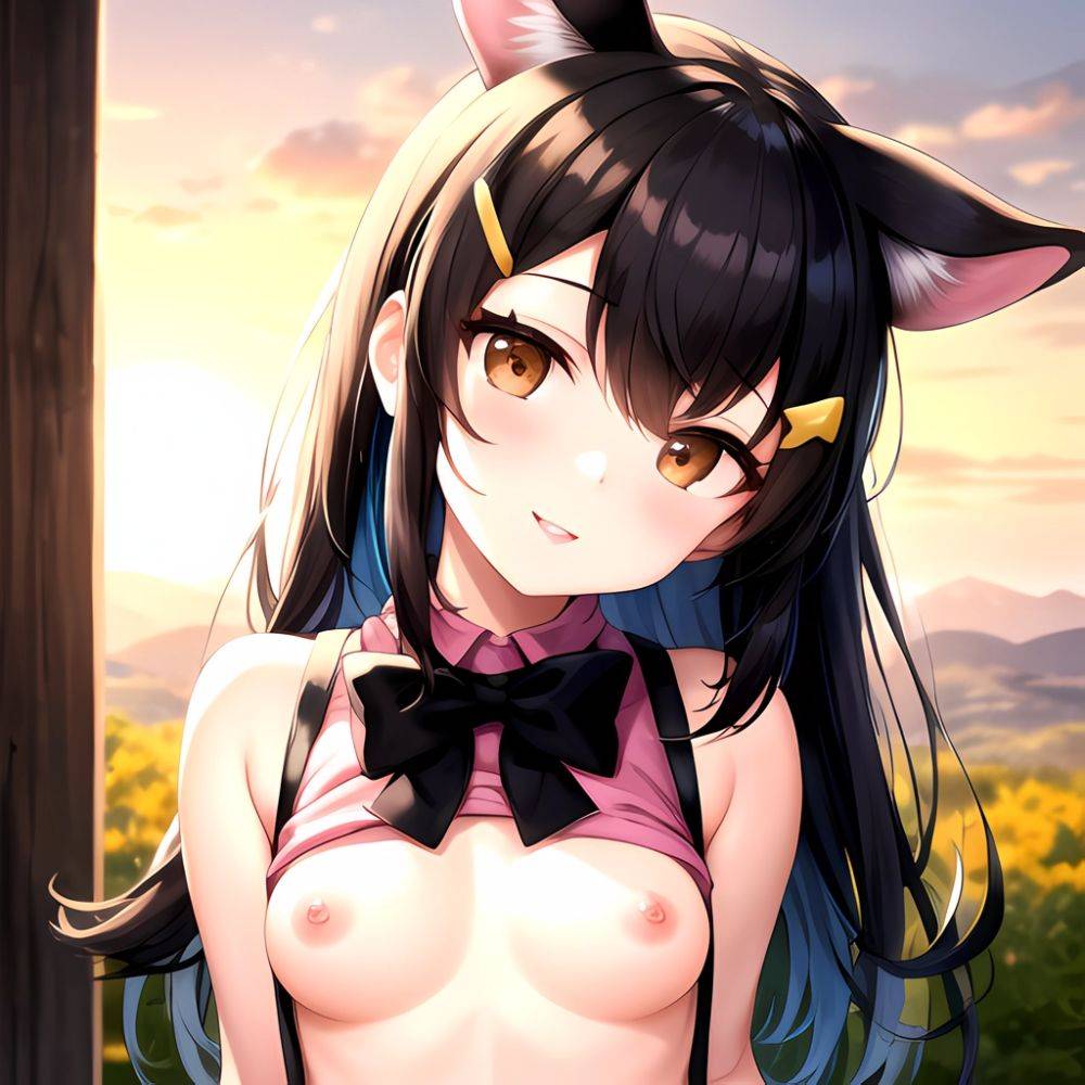 1girl Aardvark Kemono Friends Animal Ears Bare Shoulders Black Bow Black Bowtie Black Hair Bow Bowtie Breasts Brown Eyes Cropped, 4029400955 - AIHentai - #main