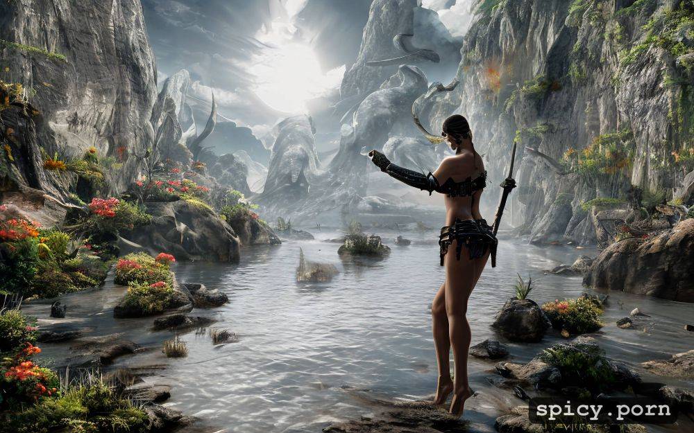 fantasy gothic style, extremely detailed, ebony lady twins have tiger furred arms and smooth coated otter skinned chest - #main