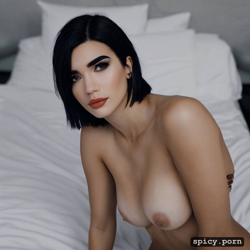 dua lipa, short straight black hair, bed, fit body, 18 years old - #main