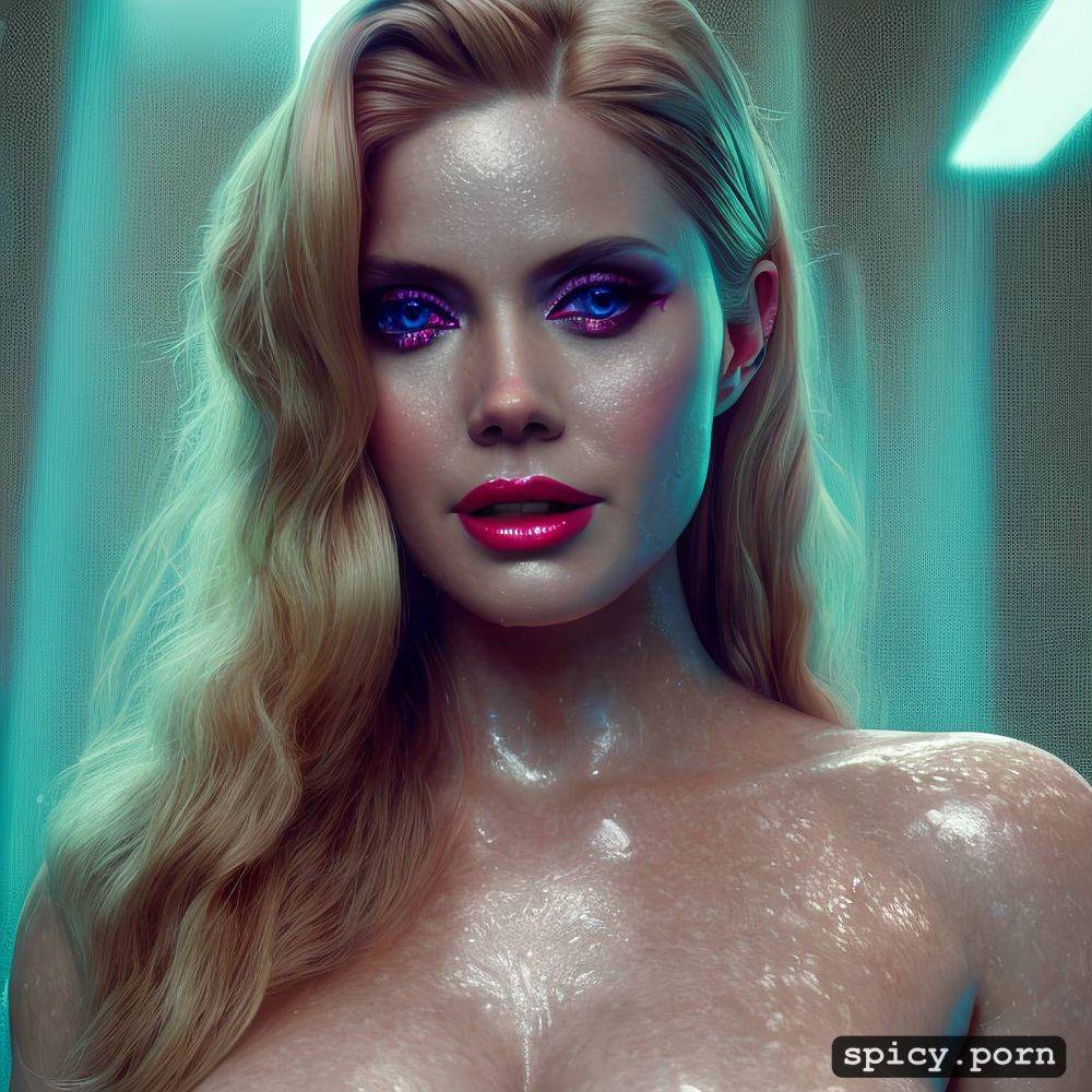 vaporwave colours hair, long hair, 8k, sweat beading all over amy adam s body - #main