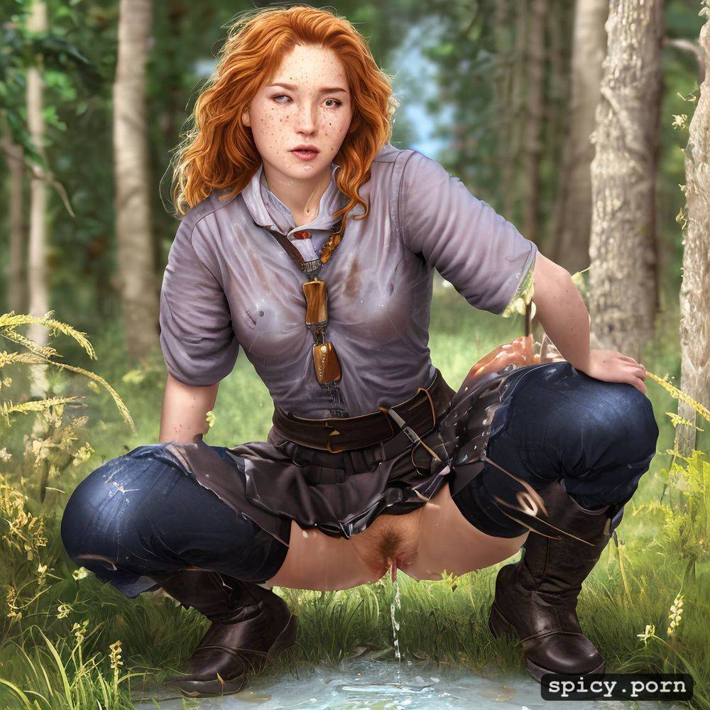 piss, urine coming from pussy, digital art, squatting, wispy pubes - #main