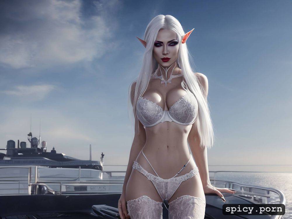 yacht, white eyelashes, nude, see through clothes, full body - #main