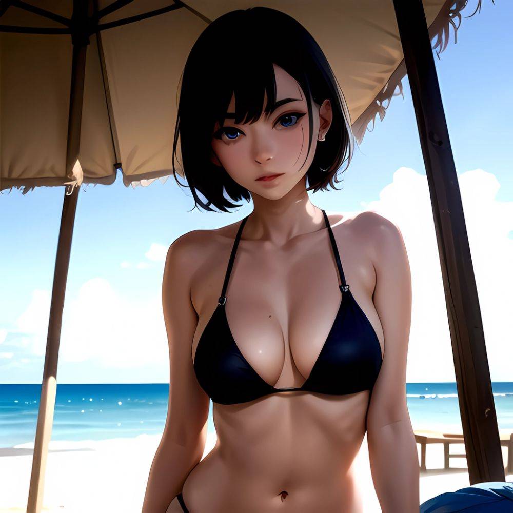 1girl Solo Beach Blue Eyes, 3845098985 - AIHentai - #main