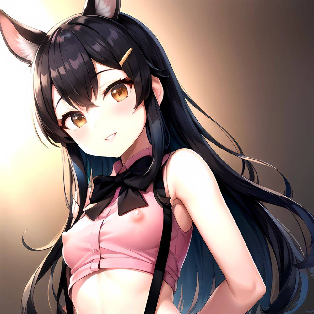 1girl Aardvark Kemono Friends Animal Ears Bare Shoulders Black Bow Black Bowtie Black Hair Bow Bowtie Breasts Brown Eyes Cropped, 2288591629 - AIHentai - #main