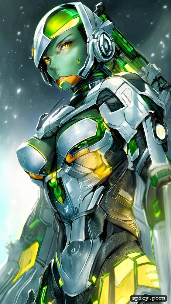 strong warrior robot, vibrant, intricate, precise lineart, female - #main