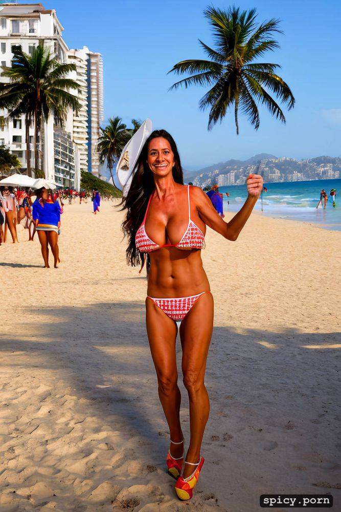 color portrait, long hair, 71 yo beautiful white rio carnival dancer - #main