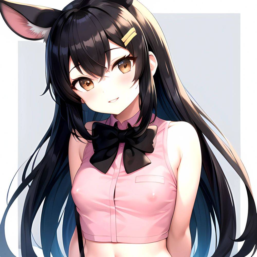 1girl Aardvark Kemono Friends Animal Ears Bare Shoulders Black Bow Black Bowtie Black Hair Bow Bowtie Breasts Brown Eyes Cropped, 1562513275 - AIHentai - #main