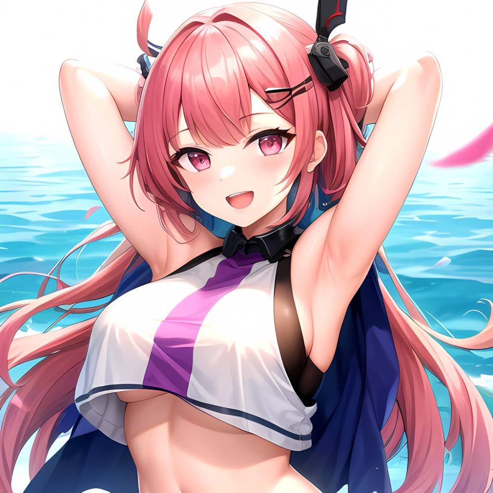 1girl D Absurdres Armpits Arms Behind Head Azur Lane Blush Breasts Bremerton Azur Lane Crop Top Highres Large Breasts Looking, 1839861223 - AIHentai - #main