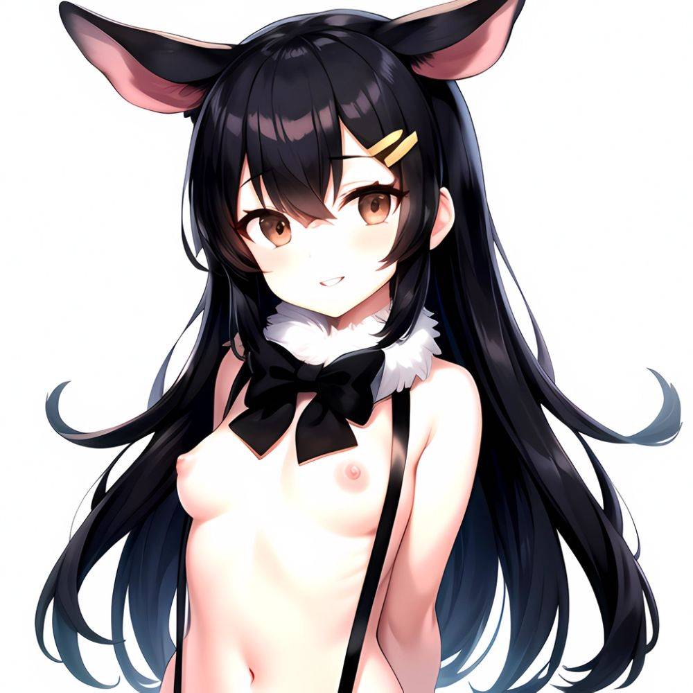 1girl Aardvark Kemono Friends Animal Ears Bare Shoulders Black Bow Black Bowtie Black Hair Bow Bowtie Breasts Brown Eyes Cropped, 2431958123 - AIHentai - #main