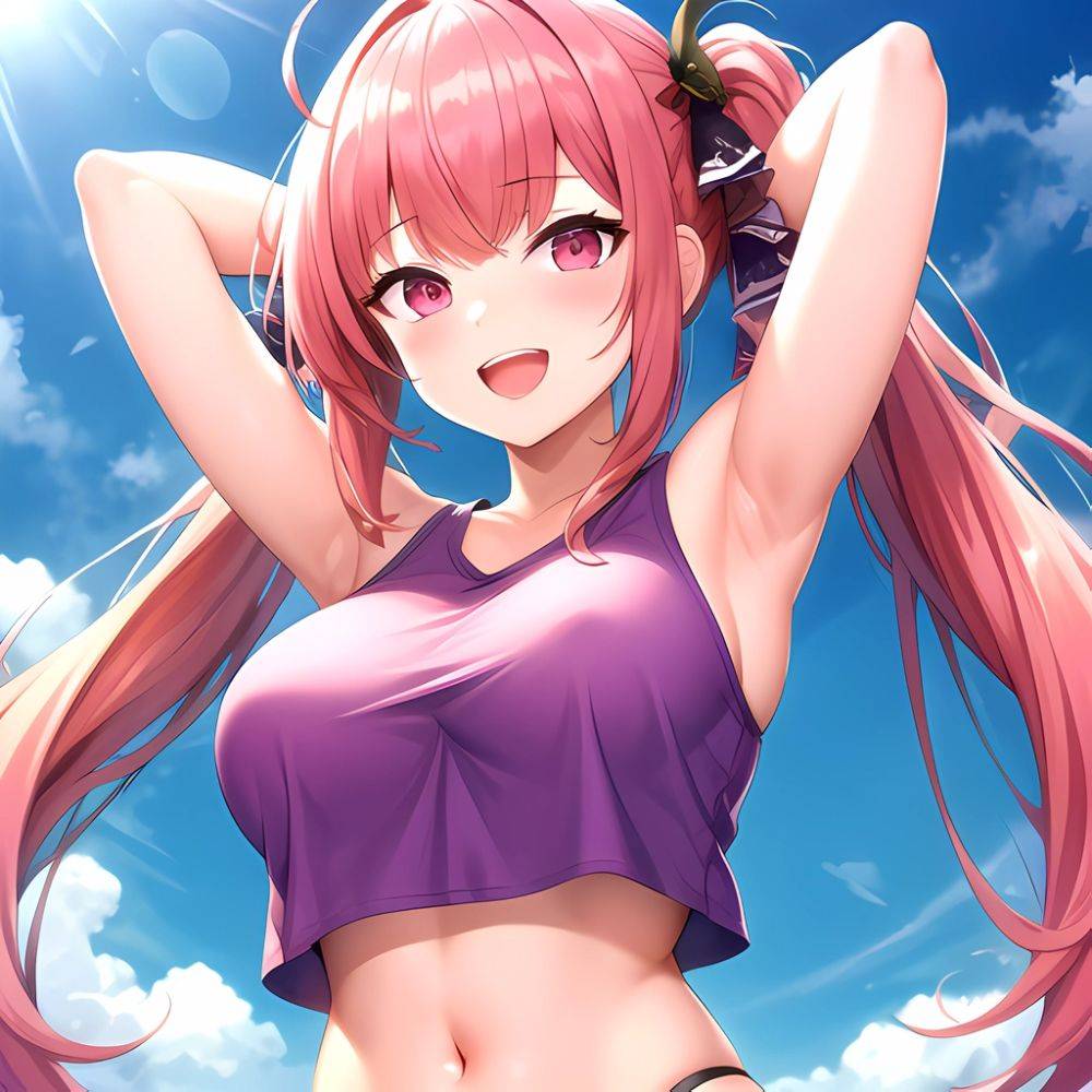 1girl D Absurdres Armpits Arms Behind Head Azur Lane Blush Breasts Bremerton Azur Lane Crop Top Highres Large Breasts Looking, 1387879281 - AIHentai - #main