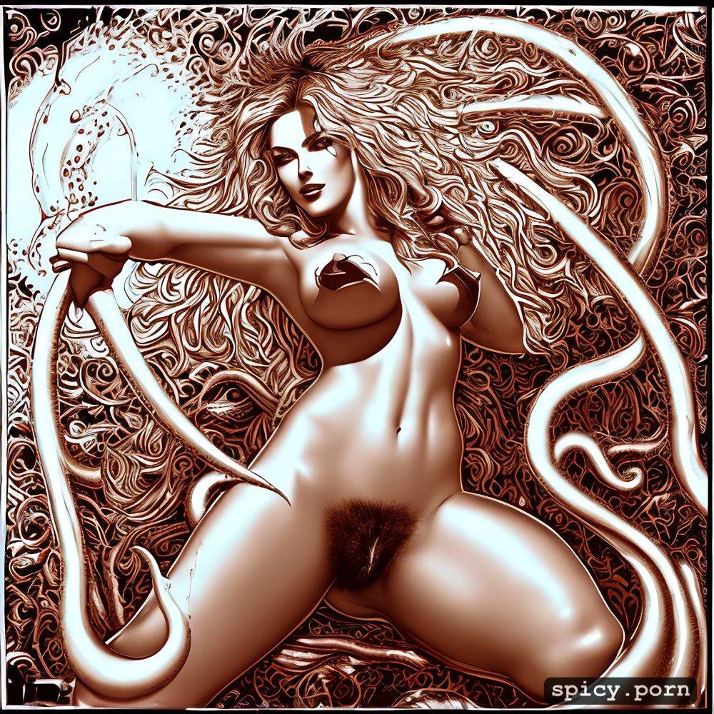 sexy outdoor place in southern france, precise lineart, tentacles out of open pussy - #main