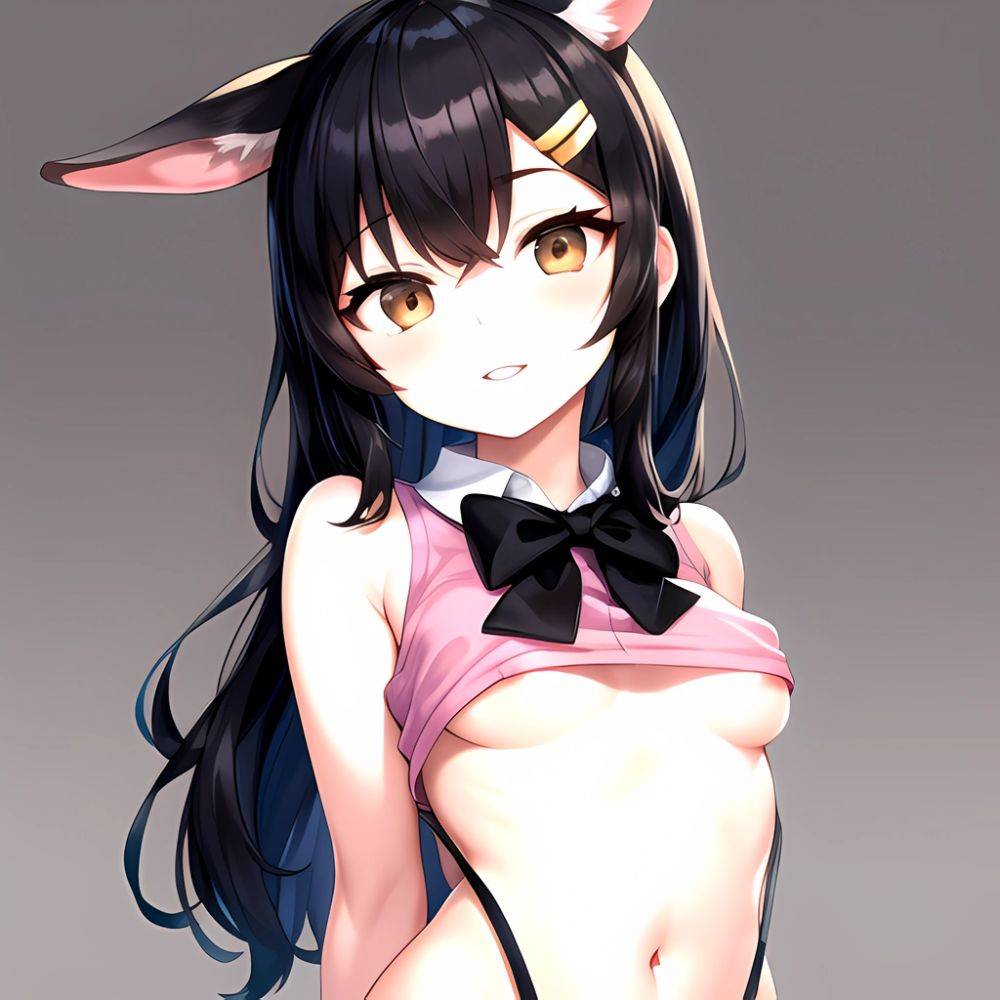 1girl Aardvark Kemono Friends Animal Ears Bare Shoulders Black Bow Black Bowtie Black Hair Bow Bowtie Breasts Brown Eyes Cropped, 2158899463 - AIHentai - #main