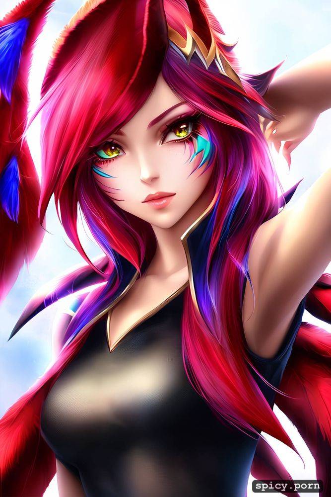 cute face, xayah league of legends, wears same clothes as xayah from league of legends - #main