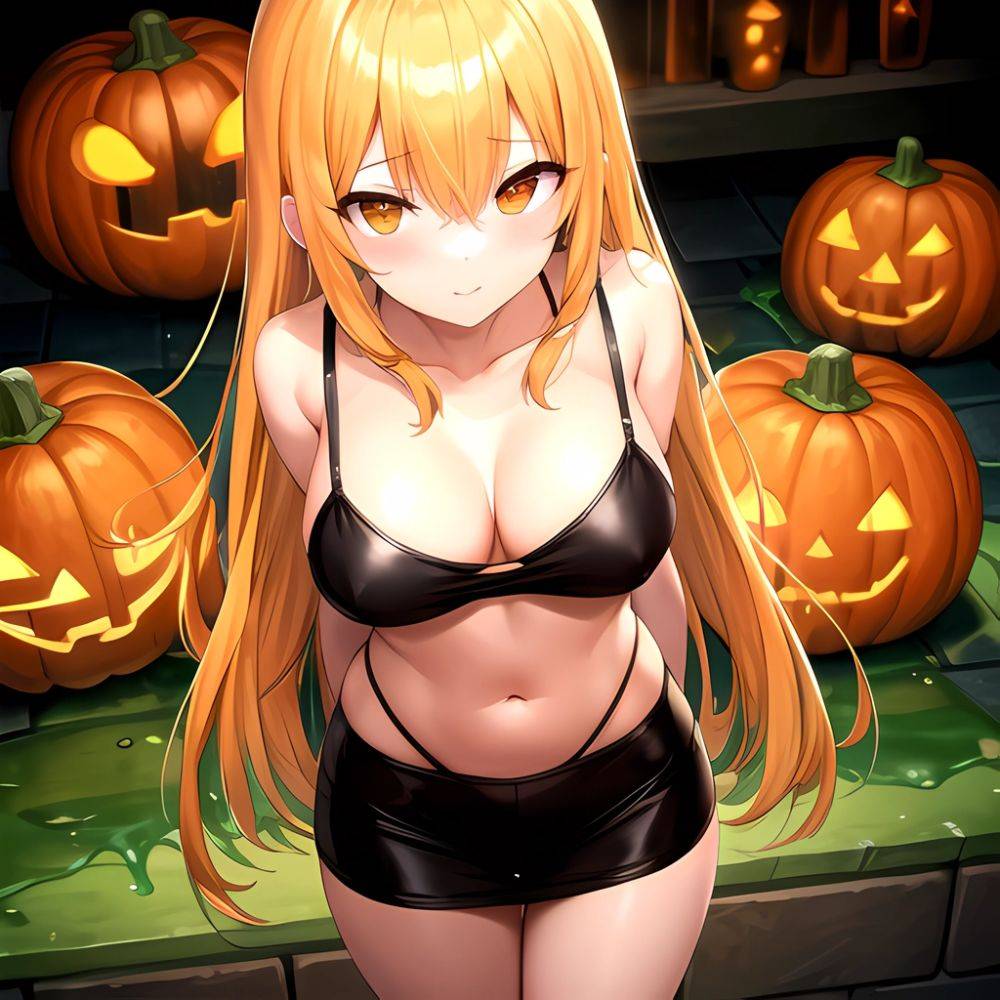 Orange Slime Messy Slime Big Boobs Pov Pumpkins Orange And Black Standing Up Facing The Viewer Arms Behind Back, 373812480 - AIHentai - #main