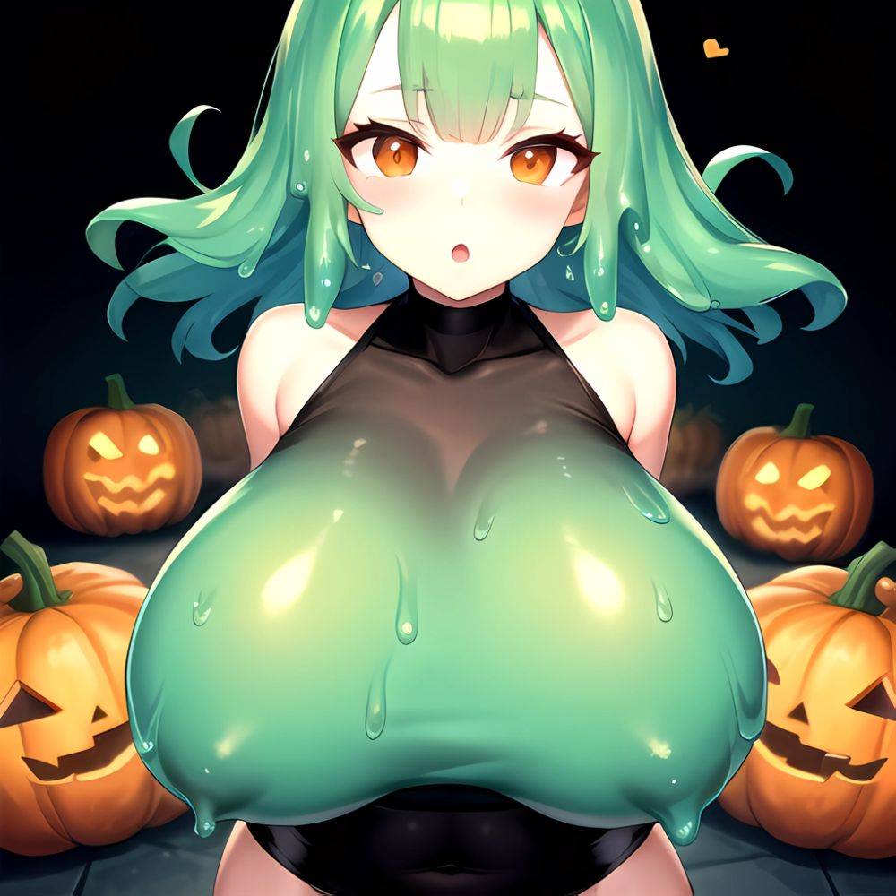 Orange Slime Messy Slime Big Boobs Pov Pumpkins Orange And Black Standing Up Facing The Viewer Arms Behind Back, 1093640724 - AIHentai - #main