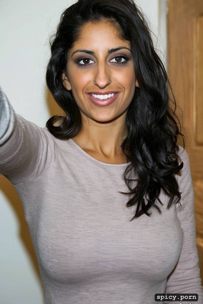 thin emphasized eyebrows, selfie closeup, narrow chin, hypersexualized skinny young paki chav woman - #main