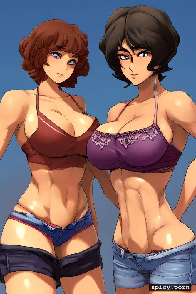 perky breasts, highres, purple short hair, hot body, ultra detailed - #main