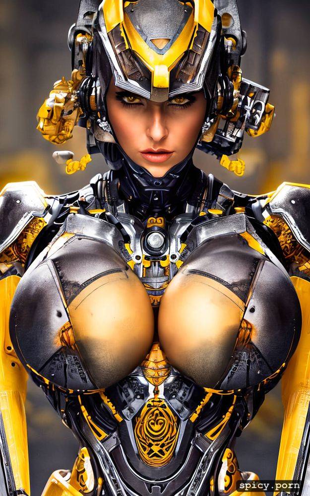 strong warrior robot, vibrant, intricate, precise lineart, female - #main