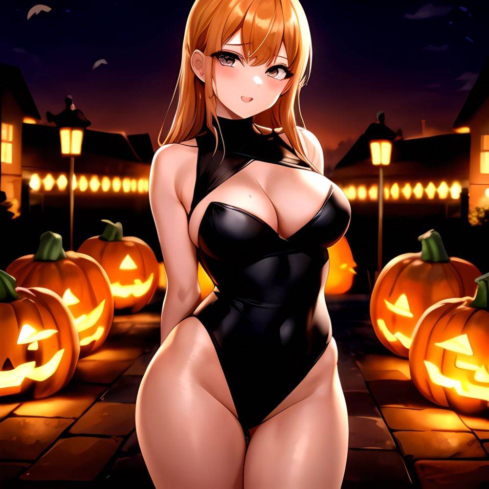 1girl Solo Sexy Outfit Halloween Pumpkins Standing Arms Behind Back, 2868844895 - AIHentai - #main