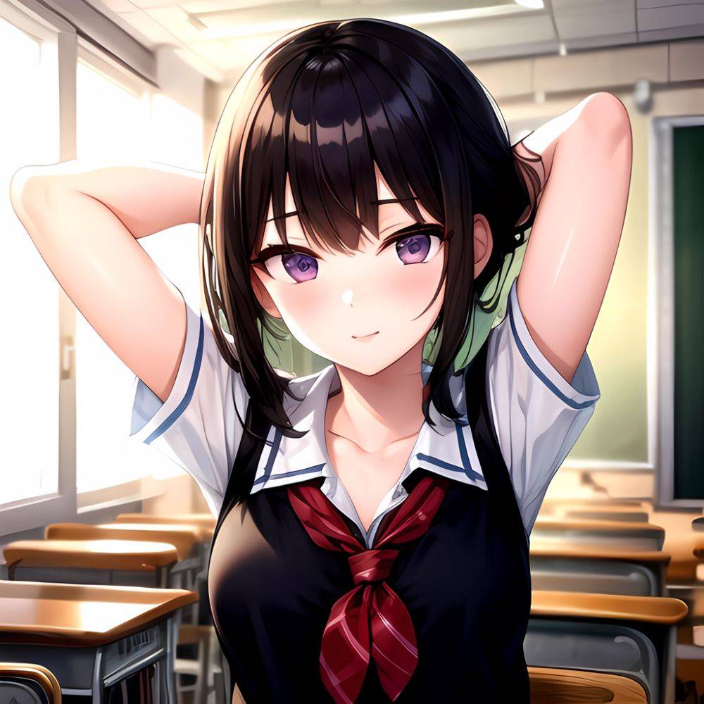 1girl Solo Schoolgirl Pov Arms Behind Head, 631903376 - AIHentai - #main