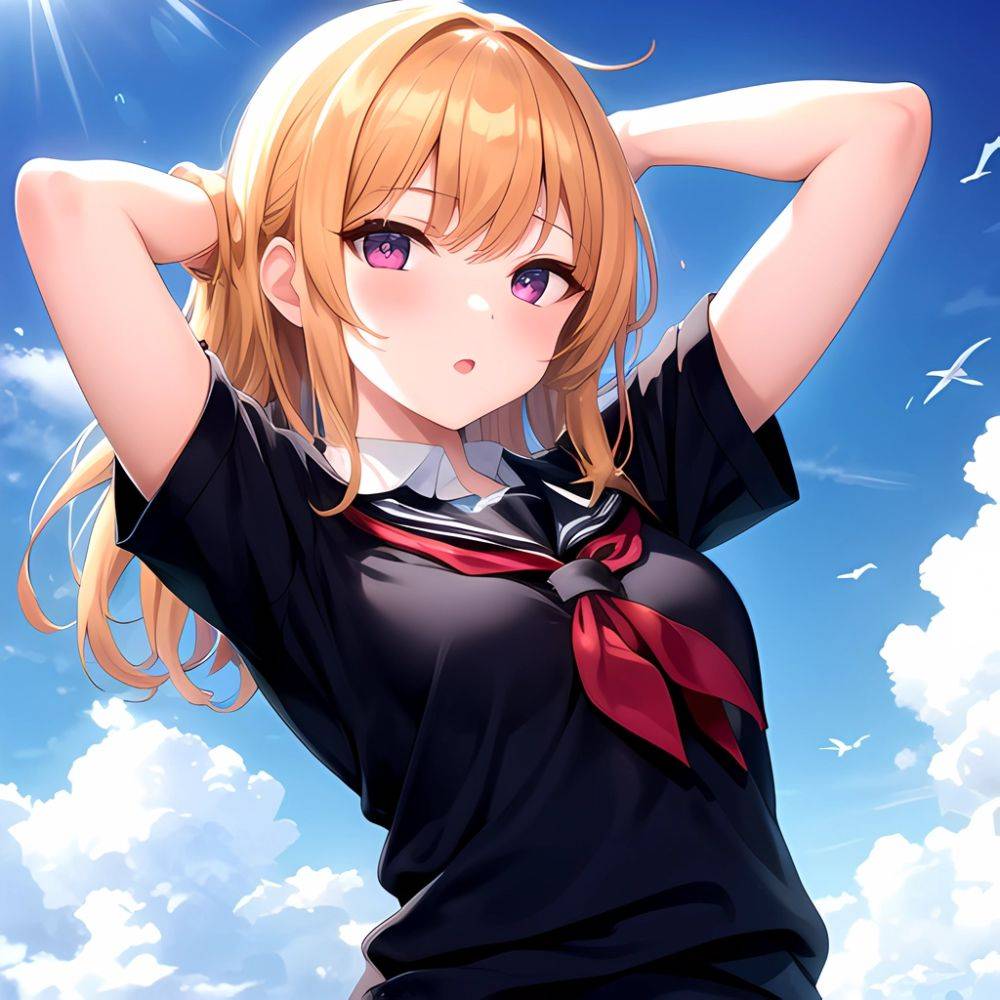 1girl Solo Schoolgirl Pov Arms Behind Head Arms Up, 1845446377 - AIHentai - #main