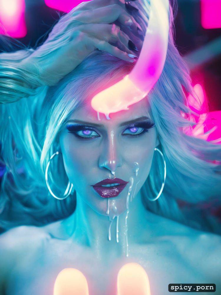 emma wanttson has c cup boobs, neon lights, long hair, high makeup - #main