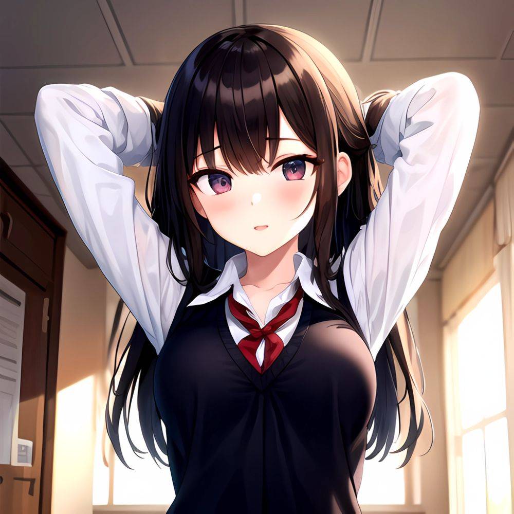 1girl Solo Schoolgirl Pov Arms Behind Head, 3779335616 - AIHentai - #main