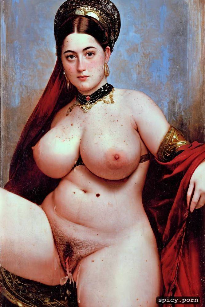 lush full lips, big glossy innocent eyes, ingres painting, defiant - #main