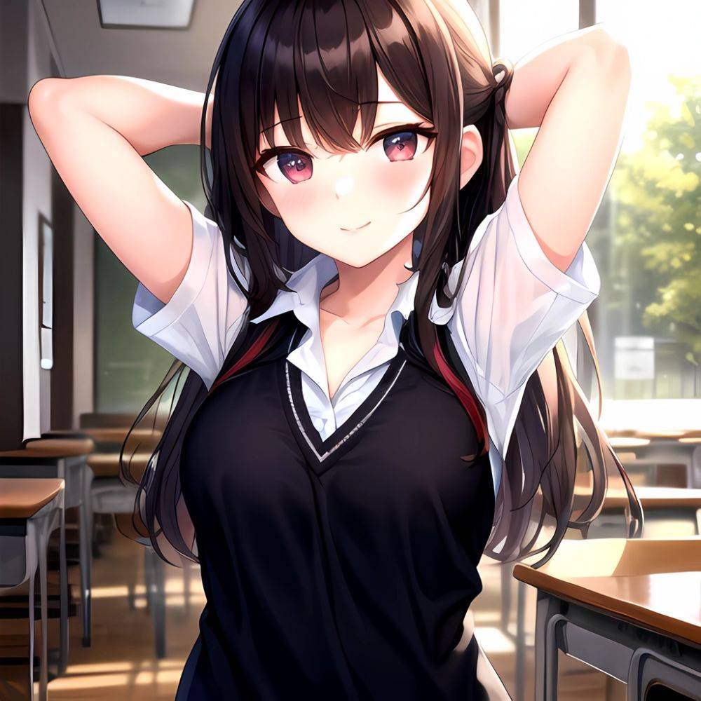 1girl Solo Schoolgirl Pov Arms Behind Head, 3664383770 - AIHentai - #main